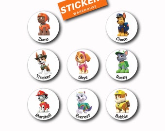 40 Custom Name Stickers Round Personalised Name with Image Labels Tags School Kids Waterproof C05