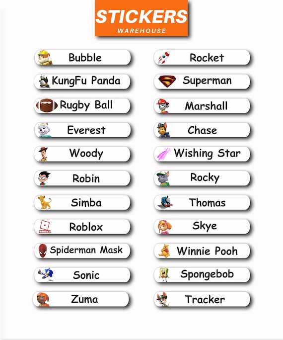 50 Personalised Childrens Name Stickers Labels Lunch Boxes - Foto 8