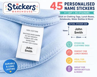 Personalised Stick On Clothes Name Labels Kids School Uniform Care Home Tags