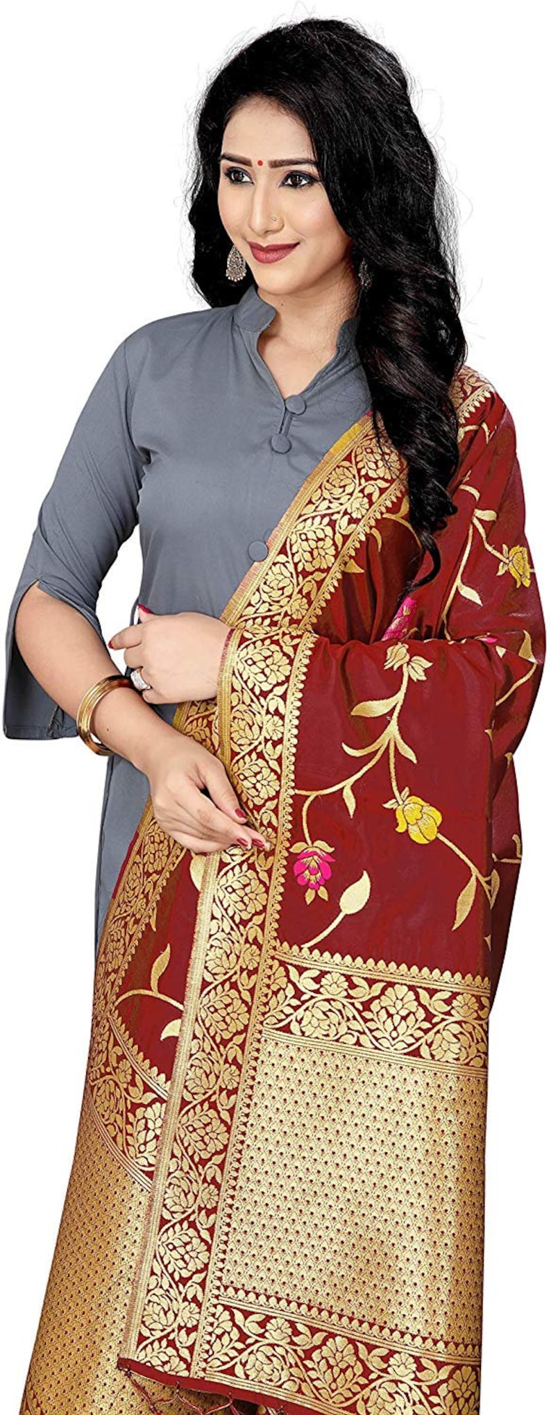 Women/'s Poly Silk duppata multicolor