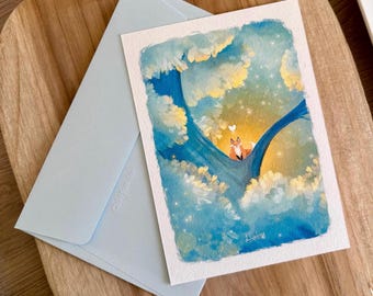 Carte postale illustrée - petit renard