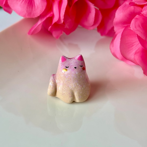 Figurine mini chat  - miniature petit félin petit cadeau fan de félin - déco handmade - création unique miniature kawaii chaton