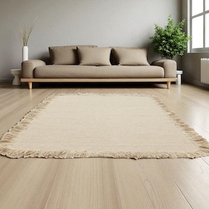 Hand loom Fringes Kilim Beige Color Wool Kilim Rug Handwoven, Handmade Rug, Flatweave Rug, Bohemian Durrie Rug Custom Durrie hand tufted rug