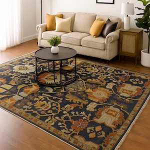 Handmade Oriental Grey Rug Traditional Oushak Design Carpet Persian Style Area Rug with Red Gold Ivory Accents Vintage Inspired Turkish Rug