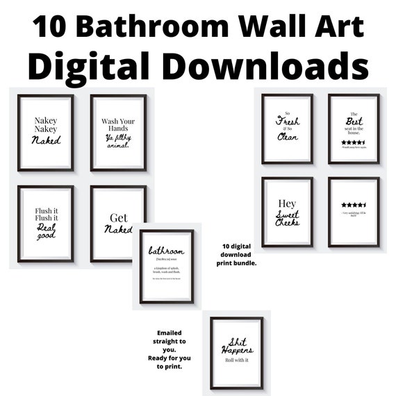 10 Bathroom Fun Wall Art Print Combo/set Digital Download. Etsy