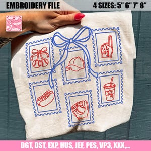 Embroidery File: Baseball Game Day Stamp Bow Design, Mini Baseball Mom File