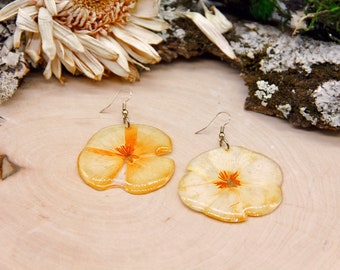 California Poppy Earrings | Real Pressed Poppy Earrings | Real Pressed Flower Jewlery | Pressed Wildflower Earrings | Gold Poppy Jewelry