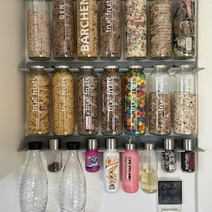 True Fruits Halterungen, TF Flaschenhalter für 750 ml, 250 ml en 99 ml, Halster, Organisation, Regal, Flaschenregal, Wandhalter Leisten, Aufsätze