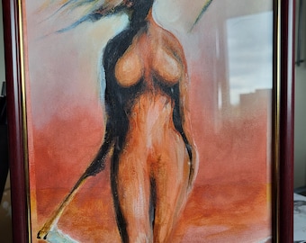 Female Reaper - Origineel schilderij - levendig - kleurrijk -