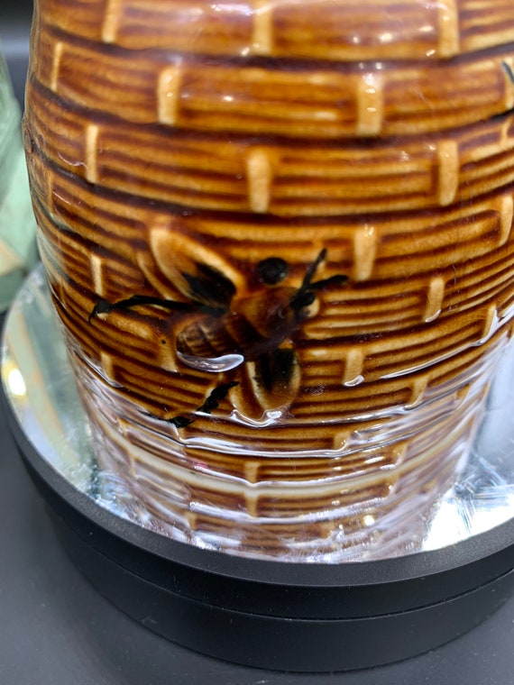 Vintage Beehive Ceramic Honey Pot With Lid, Japan, Original Cork
