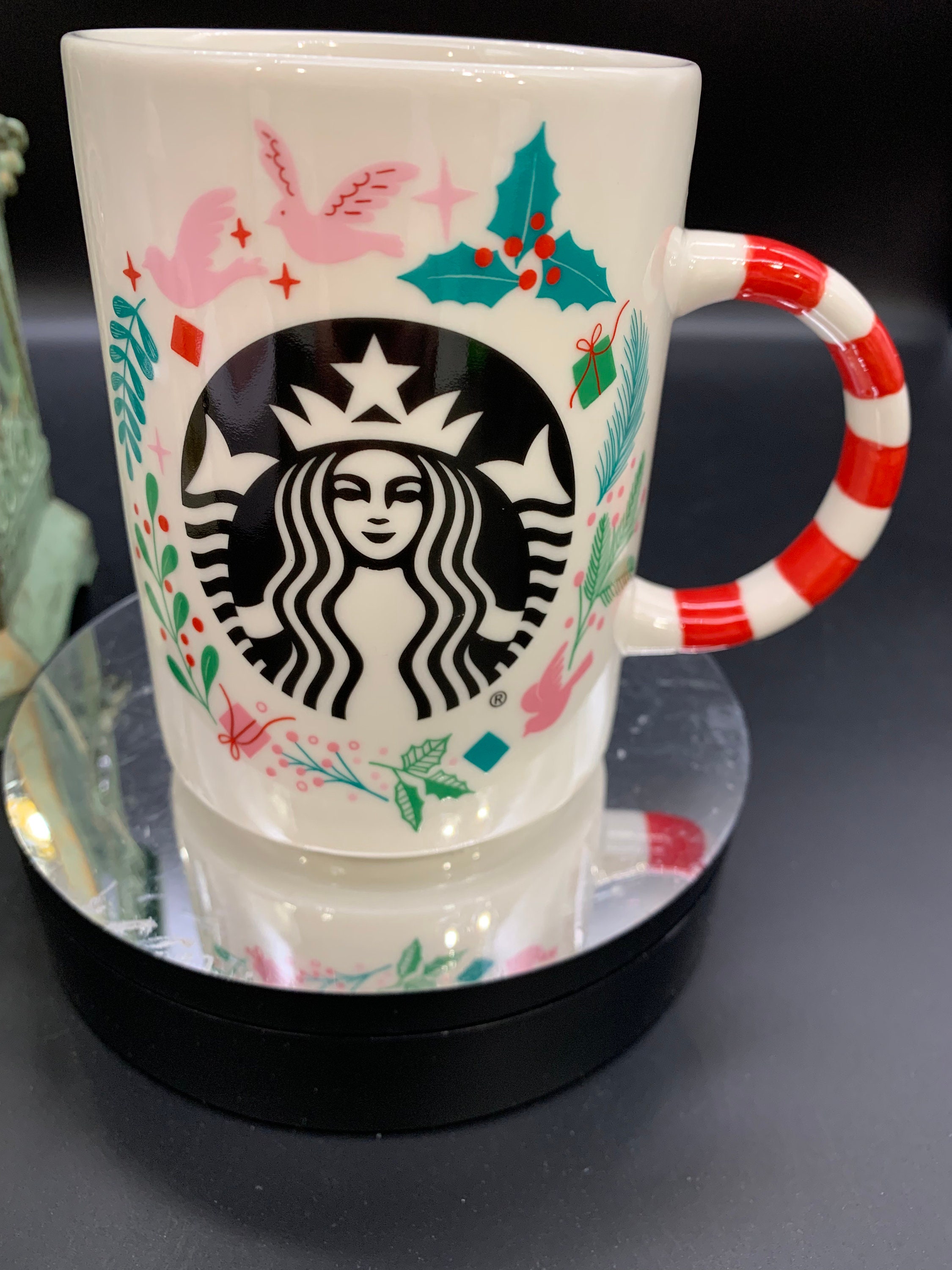 Starbucks Candy Cane Christmas Coffee/tea Mug, Black Mermaid, Pink