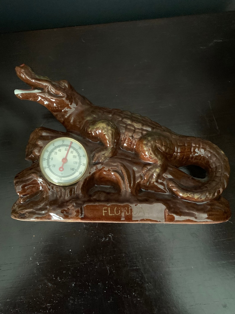 Kitsch Souvenir Vintage Floridian Alligator Florida Thermometer So Cool Japan. Kitschy Florida Gator Gator