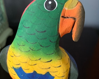 Hand Painted Balsa Wood Parrot, Costa Rican Folk Art