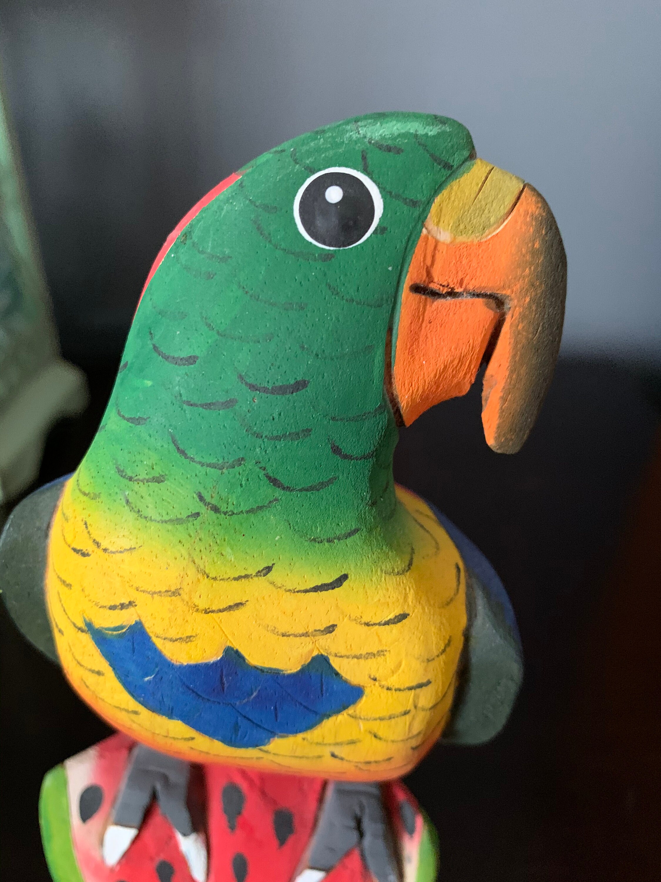 Handcrafted Balsa Wood Rainbow Coloured Parrot Etsy Canada