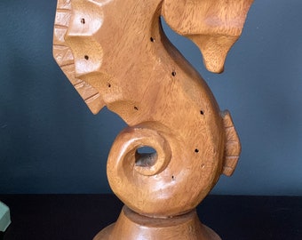 Gorgeous Vintage Monkey Pod Seahorse Wooden Appetizer Holder, Stunning Mid Century Piece, So Cool, Hawaii , Serving ware, Server, Aloha