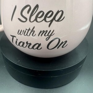 Gorgeous Disney Princess Mug Snow White, Ariel, and Belle, Soft Pink Colour, Grey Interior, “I Sleep With My Tiara On” image 6