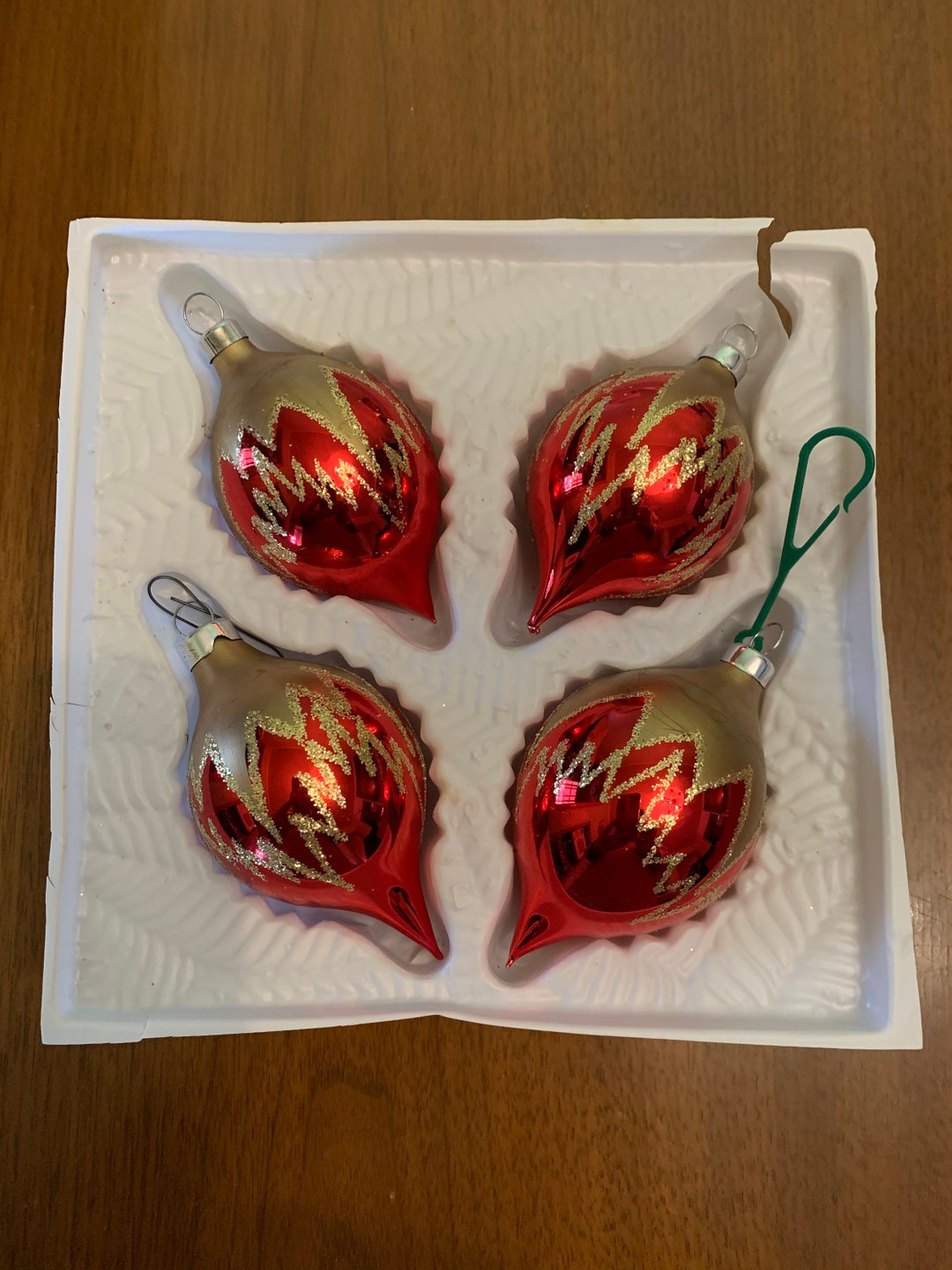 Vintage Alderbrook Christmas Tree Ornaments, Red With