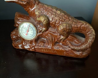 Vintage Floridian  Alligator Florida Thermometer, Gator, Florida Gator, So Cool, Kitschy, Kitsch, Souvenir, Japan.