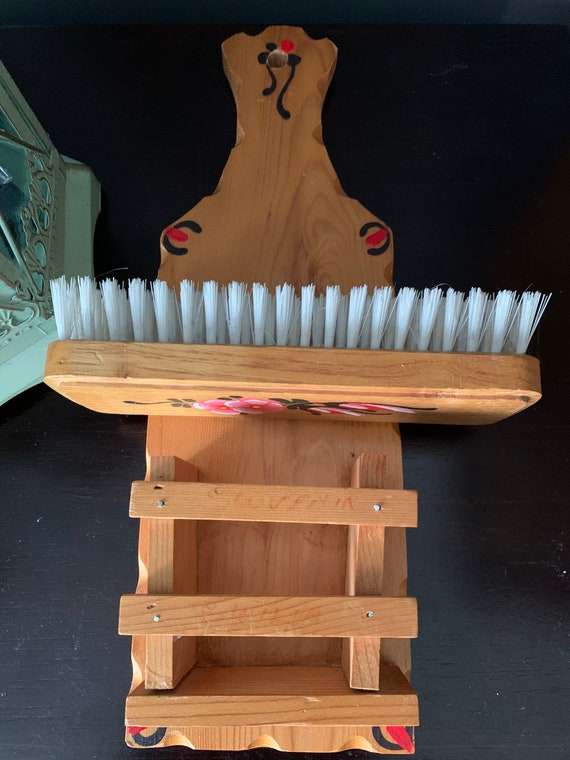 Vintage hand Made Shoe/Boot Brush Gorgeous Hand P… - image 4