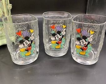 Vintage McDonalds Disney Mickey Mouse 2000 Glasses, Set of 3