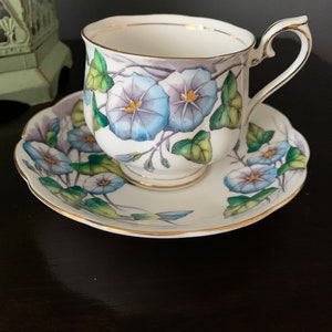 Vintage Royal Albert September Morning Glory Older Pattern Flower of the Month England Gorgeous RARE Hand Painted