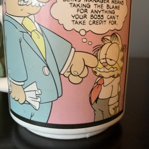 Vintage Enesco Garfield the Cat Mug, 1978, Being a Manager means taking the blame, for anything your Boss cant take credit for! Cute !!