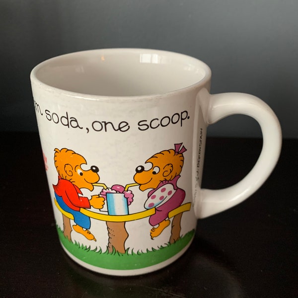 Vintage Berenstain Bears Mug, so adorable, Cold Milk Hot Soup, Ice Cream Soda One Scoop, 1987, Princess House Exclusive, Handcrafted Ceramic