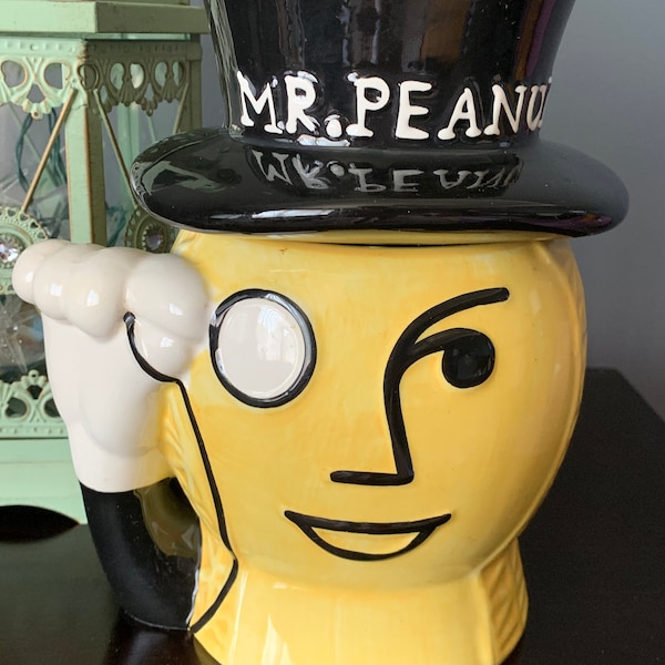 Vintage (late 1980s) MR PEANUT JAR, Excellent condition, Top Hat, Planters Peanuts, Removable Hat, Advertising, Kitchen Decor, So Cool