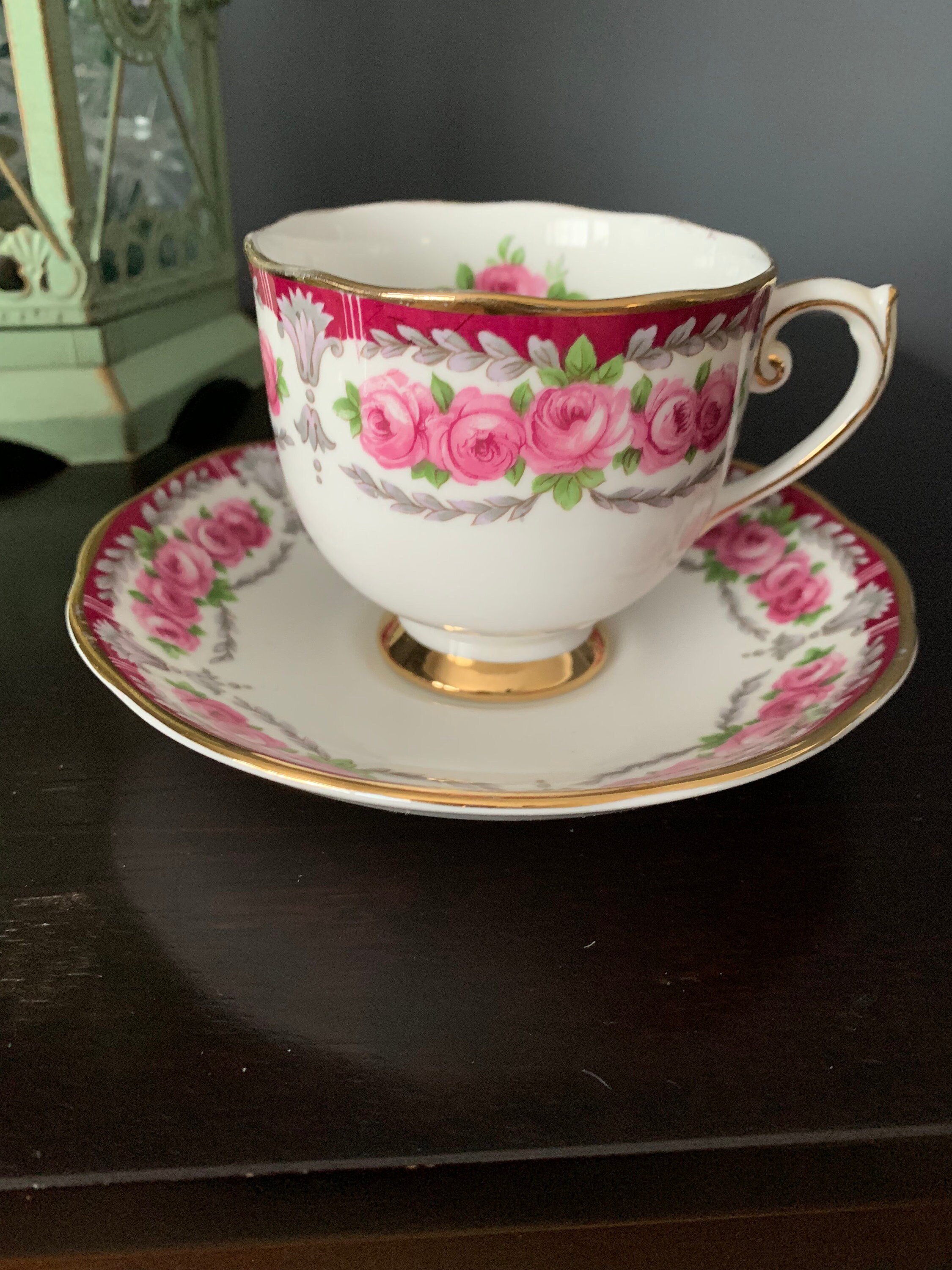 Vintage Roslyn Fine Bone China Cup and Saucer Etsy Canada