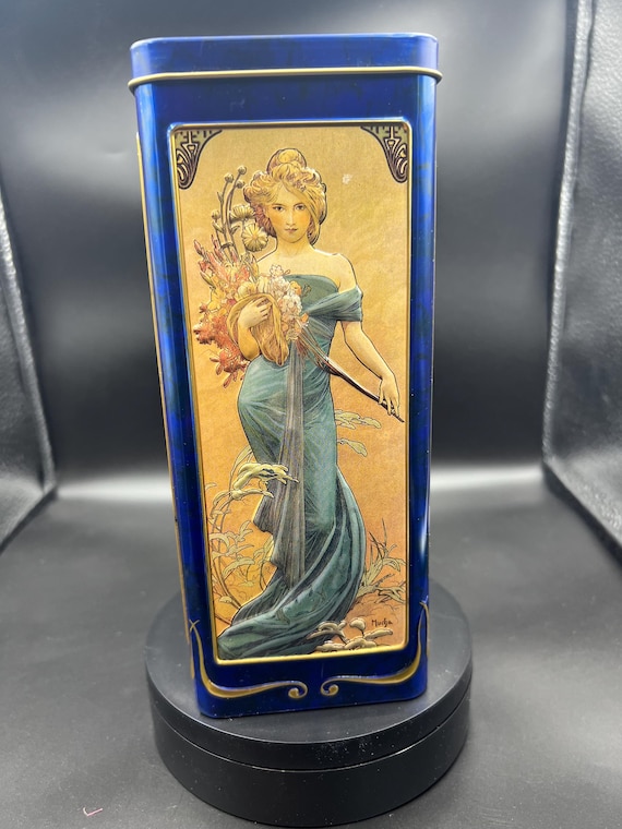 Vintage Alphonse Mucha Churchill Tin, Four Seasons Art Nouveau - Etsy