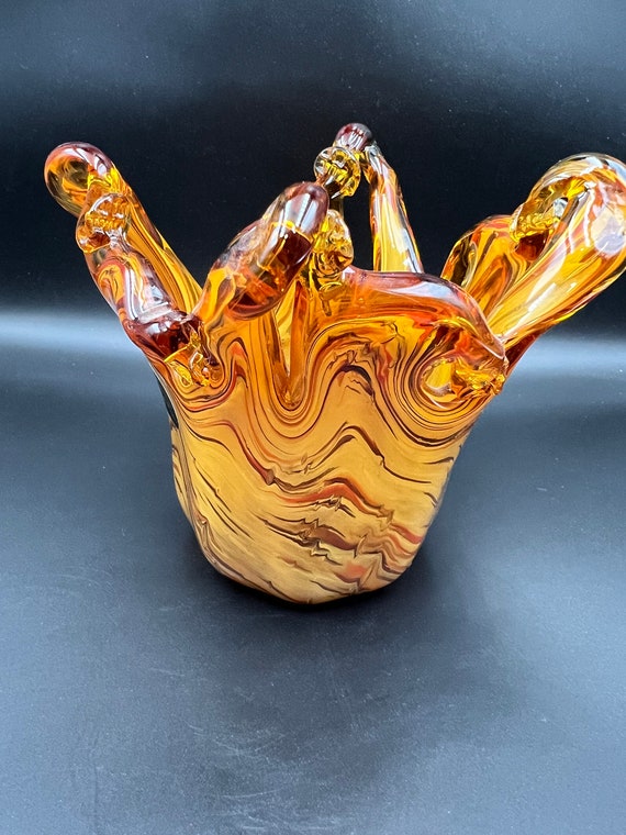 Exquisite Vintage White Cristal Murano Amber Colour With