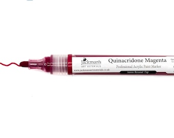 May include: A red Quinacridone Magenta professional acrylic paint marker with a 3mm round tip. The marker is made by Jackman's Art Materials and is made in England.