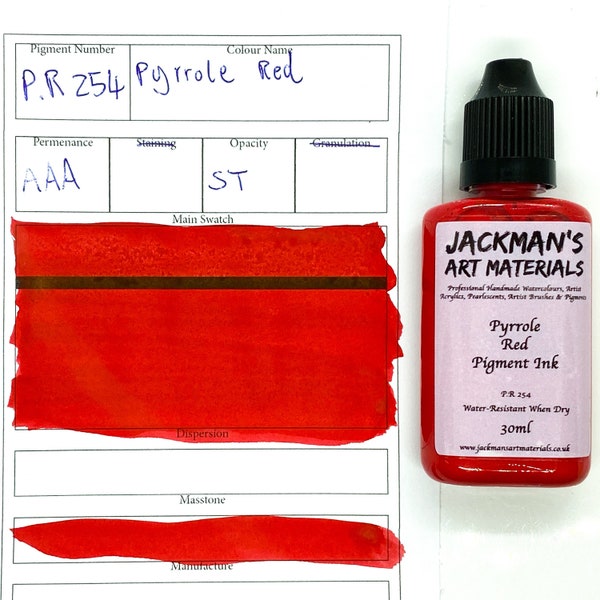 Pyrrole Red (Water Resistant) Artist Pigment Drawing Ink - Jackman’s Art Materials