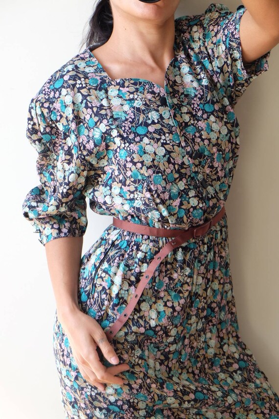 80s Vintage summer floral dress, Long floral dress