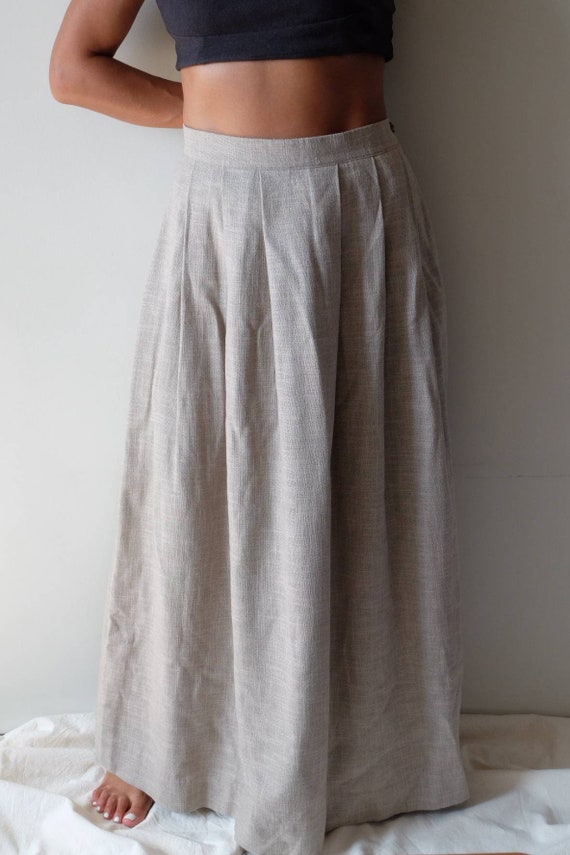Vintage linen long autumn skirt, Natural linen ski
