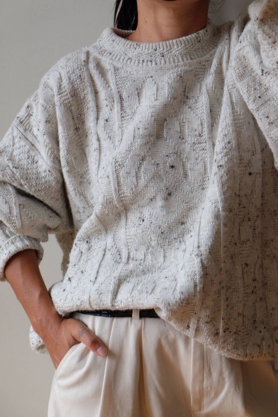 1980s Vintage wool knitting jumper , Gray man vint