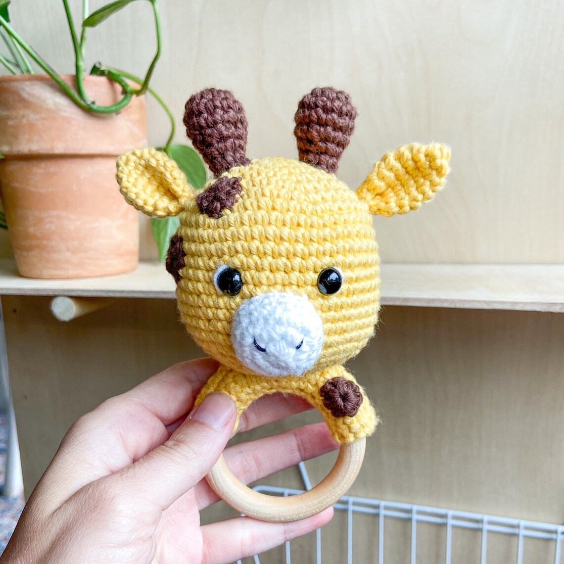 Giraffe Baby Rattle Crochet Giraffe Rattle Etsy