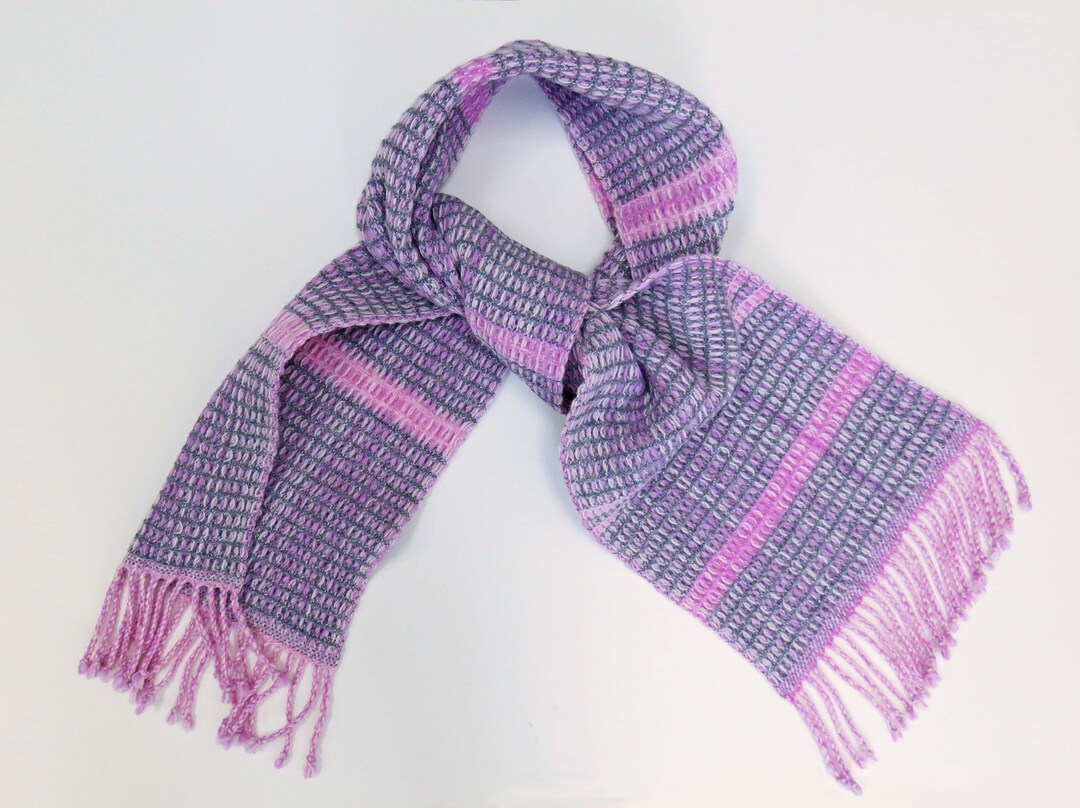 Waffle Scarf, Handwoven Wool Scarf, Handmade Stole, Cold Weather Gifts