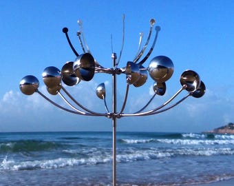 Metal Cosmos Wind Spinner: Kinetic Garden Sculpture, Rustproof Stainless Steel