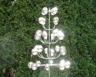 Pine Tree Wind Sculpture | Kinetic Wind Spinner Metal Yard Art Kinetic Wind Spinner Large Garden Kinetic Wind Spinner for outdoors on stand