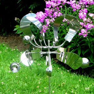 Metal Flower Cassia | Kinetic Wind Spinner | Wind Sculpture | Metal Yard Art | Garden Decoration | Outdoor Metal Sculpture