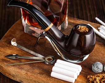 Whitluck's Handmade Tobacco Pipe, Wood Smoking Pipe, Perfect Beginner Pipe Kit for Smoking with Ultimate E-Book, Gift Set and Accessories