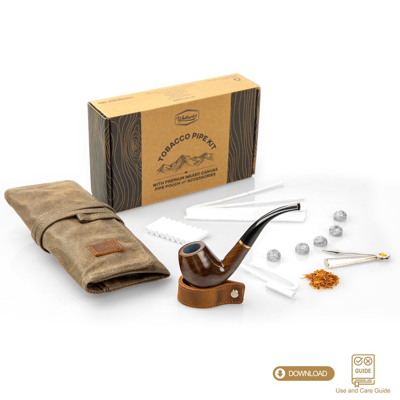 Handmade Tobacco Pipe With Waxed Canvas Pipe Roll With Etsy