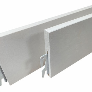 May include: Two white wooden bed slats with metal brackets. The slats are approximately 40 inches long and 4 inches wide.