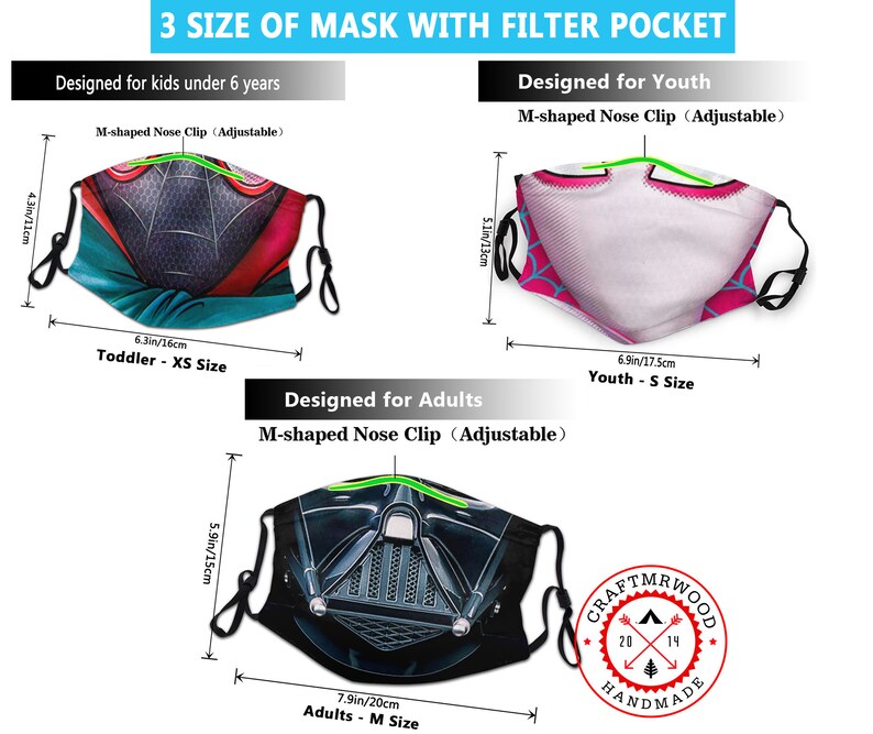 Star Wars Darth Vader Face Mask with Filter Pocket insert Nose image 4