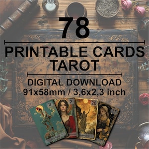 Baraja de Tarot Minimalista Digital Descargable – 78 Cartas Imprimibles – Incluye Arcanos Mayores y Menores – Tarot Moderno para Adivinación y Meditación