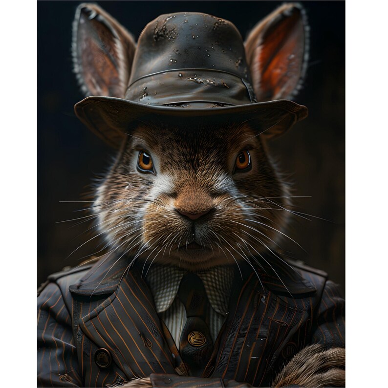 Rabbit Printable Wall Art – 1920s Animal Portrait, Vintage Decor ...