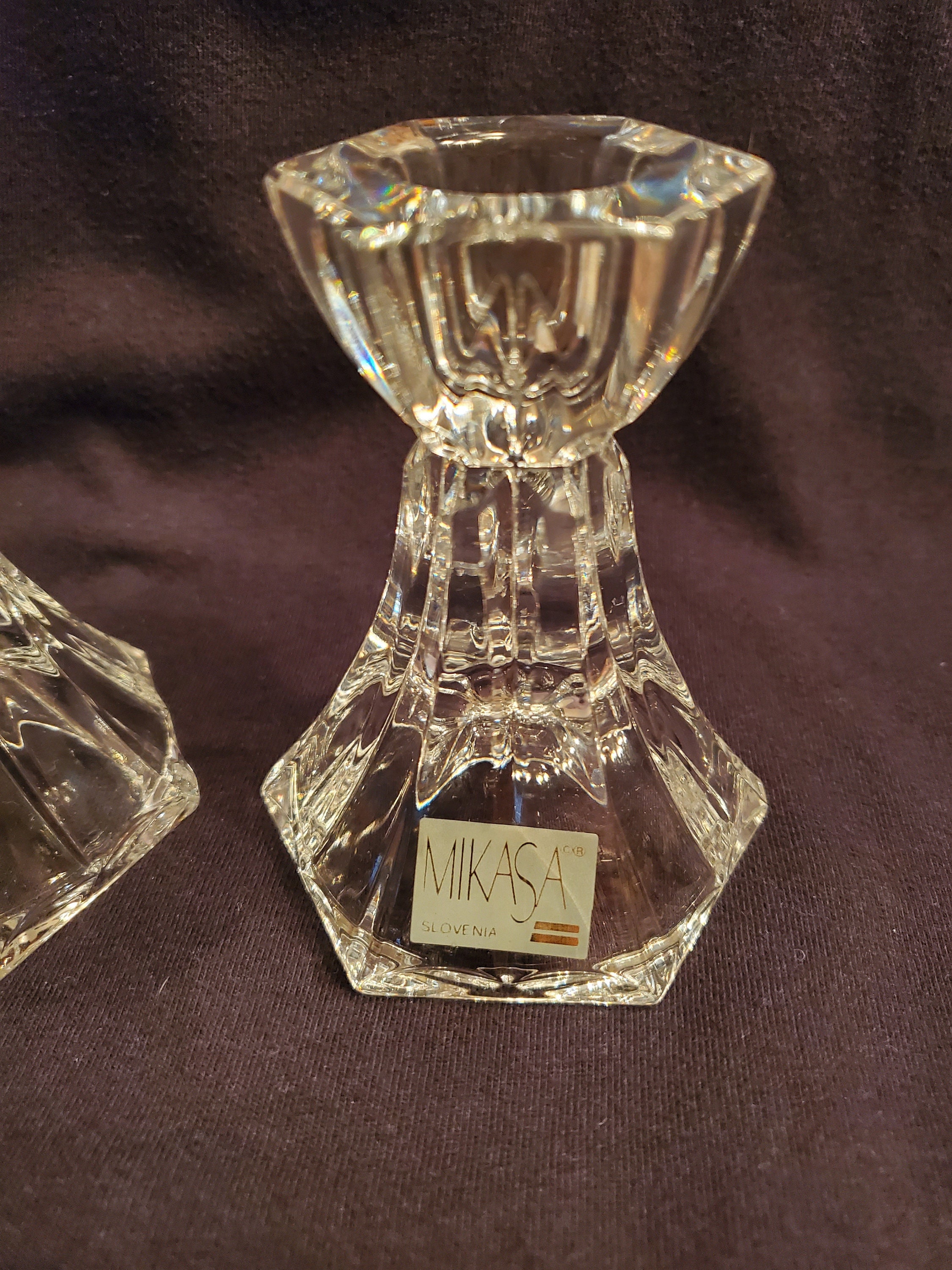 New Mikasa Slovenia Lead Crystal Candle Holders Etsy