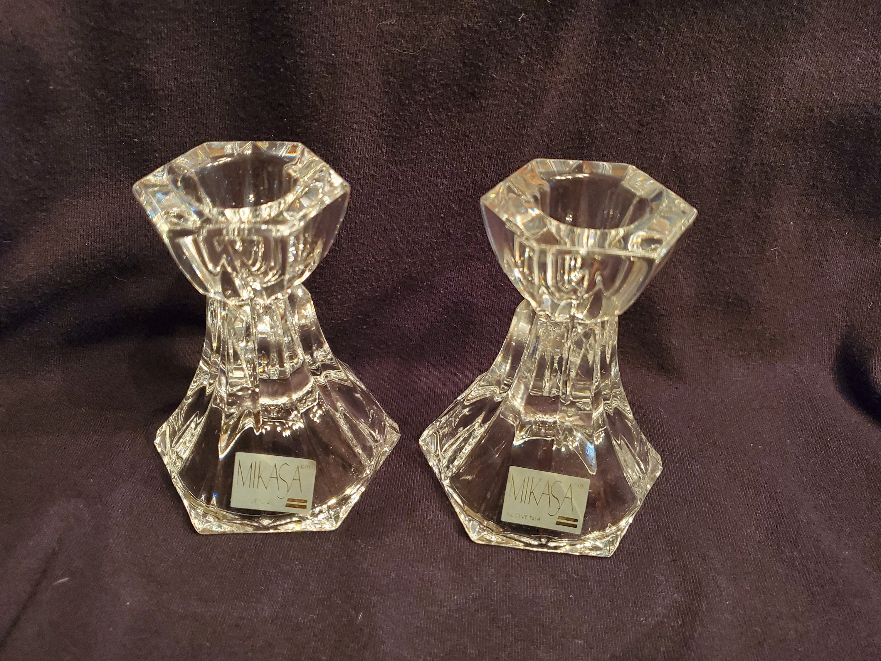 New Mikasa Slovenia Lead Crystal Candle Holders Etsy