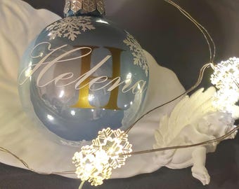 Christbaumkugel, Personalisiert mit Name, Schneeflocken, alle Farben möglich, Weihnachten, Geschenk, Weihnachtsschmuck, in allen Farben